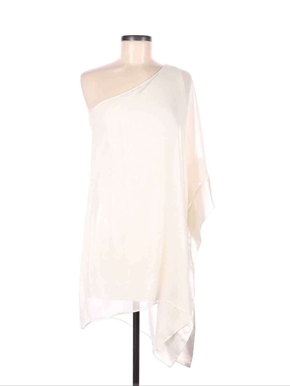 One-Shoulder Ivory Chiffon Tunic